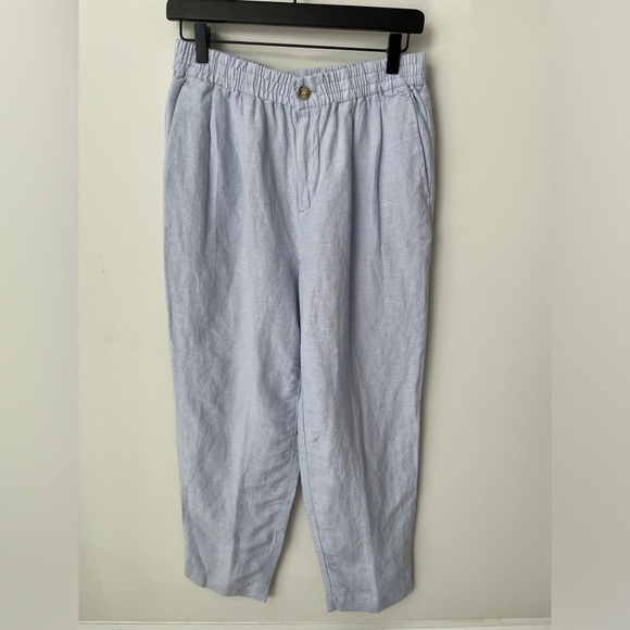 Madewell Linen-Blend Track Trousers Blue Size Small Summer Coastal Natural 24 - Picture 2 of 9